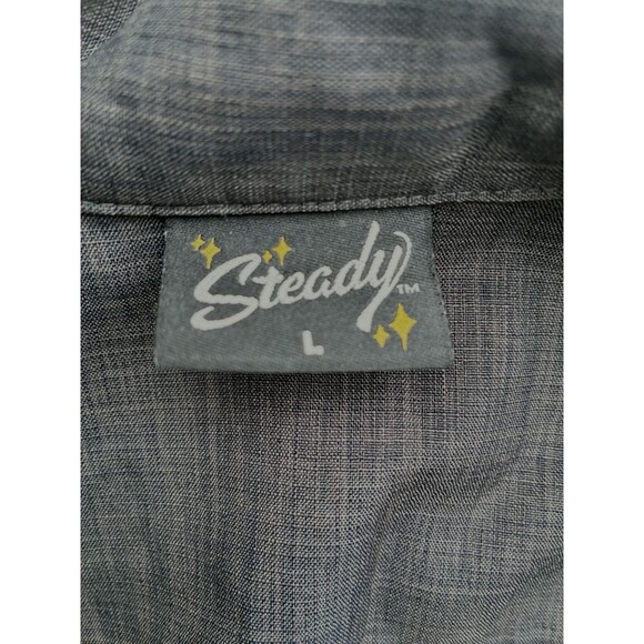 Harley Davidson Cafe Las Vegas Mens Large Shirt Button Up Gray Black Bowling - Picture 2 of 10